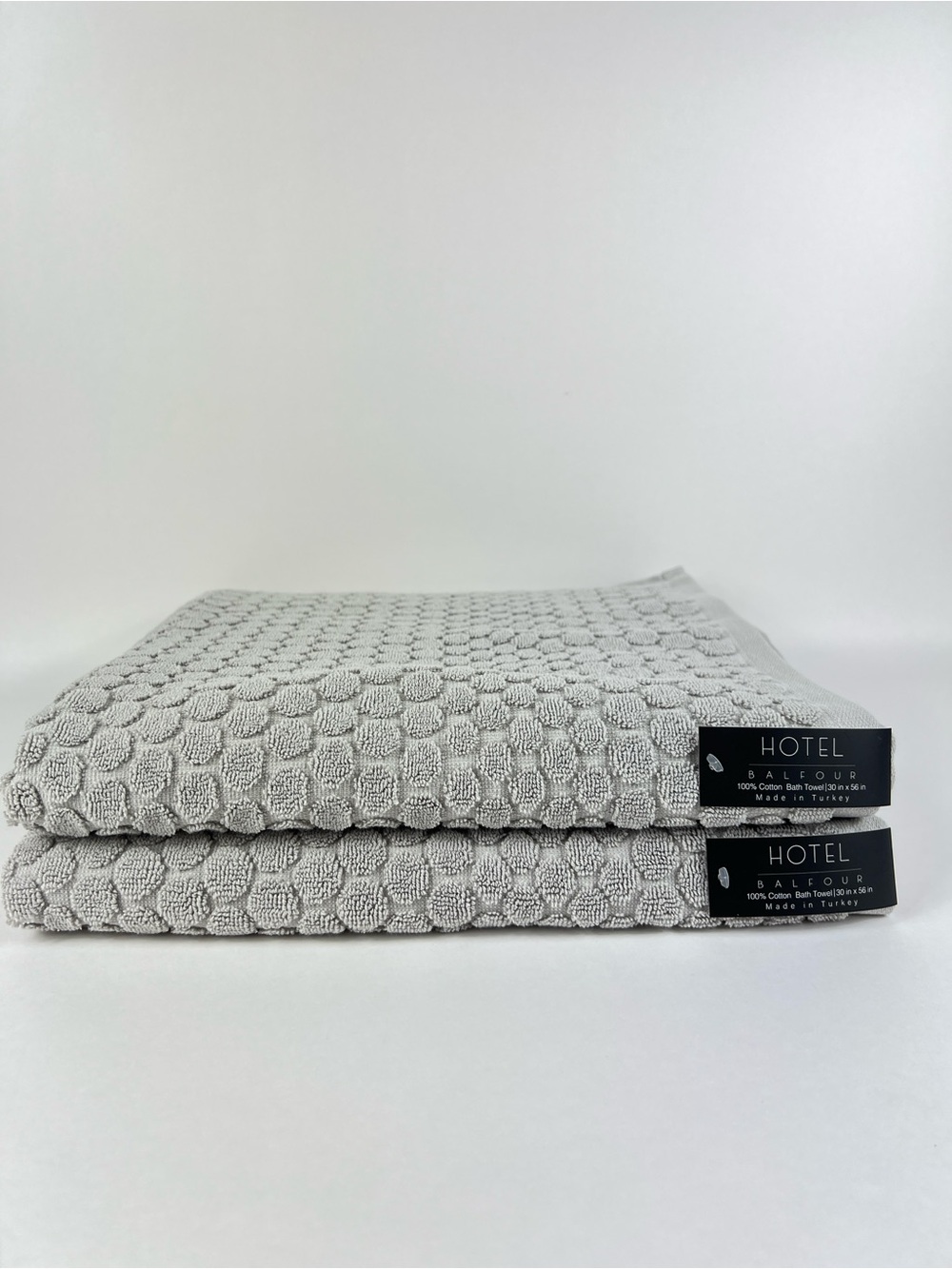Hotel Balfour Bath Towels Taupe Gray Dotted Soft 100% Turkish Cotton 2 Pc NEW